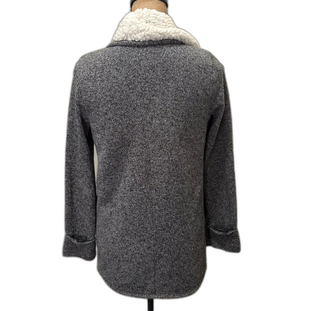 Abercrombie & Fitch Gray Sherpa Lined Open Front Shawl Cardigan Sweater Size XS - Picture 2 of 4